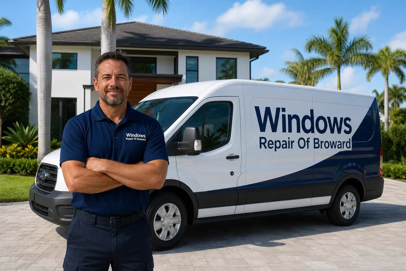 Windows Repair Of Broward technician and service van in Broward County, Florida